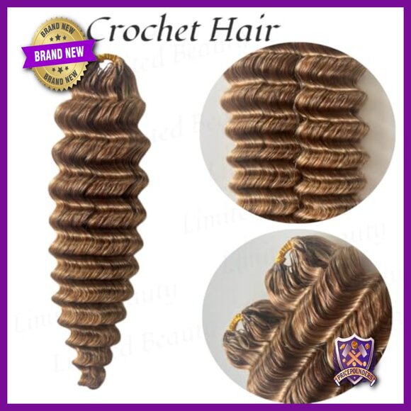 18 Inch Human Hair Extensions Deep Wave Crochet Feather 2 Pack Knotless